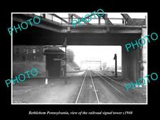 OLD LARGE HISTORIC PHOTO OF BETHLEHEM PENNSYLVANIA RAILROAD SIGNAL TOWER c1940 picture