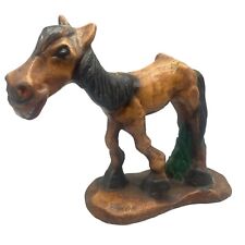 humor grinning horse figurine signed shadow western starving brown 9x9