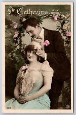 Vintage Postcard Ste Catherine Lovely French Romantic Couple picture