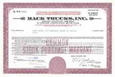 Mack Trucks, Inc. - Automotive and Trucking Warrant Certificate - Automotive Sto picture