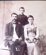C.1880/90s Cabinet Card Woman W Brooch Man Boy Pittsfield IL Hannibal MO A40192 picture