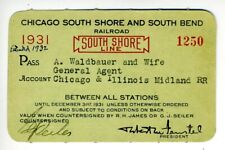 CHICAGO SOUTH SHORE AND SOUTH BEND Railroad Pass - 1931 - Interurban picture