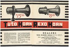 1913 Dean Electric Co. 2 Separate Pg. Ad: Rexo & Tuto Auto Horns. Elyria, OhiO picture