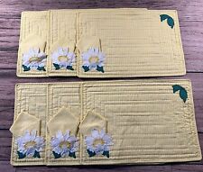 Vintage Quilted Flower & Yellow Checkerboard Placemats Set Of 6 With Napkins Lot picture