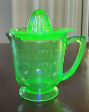 Vintage Green Uranium Glass Measuring Cup And Juicer 4 Cup picture