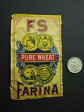 FS Farina Pure Wheat Flour Authentic Victorian Label L3 picture