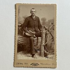 Antique Cabinet Card Photograph Charming Man Mustache Cowboy Hat Morristown TN picture