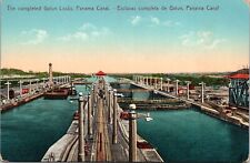 Gatun Locks Panama Canal Completed Sunset Postcard UNP Unused VTG Vintage picture