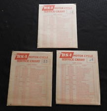 (3) 1961 BSA A50 A65 Motorcycle Engine Service Chart Fold-Out Poster 29x18 MINTY picture