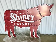 24”H x 35”L  LARGESHINER BOCK BEER TEXAS COW/STEER SIGN MAN CAVE  METAL TACKER picture