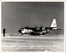 LG36 Original Photo LC-130 HERCULES LANDING @ ICE ISLAND BRAVO ANTARCTIC SNOW picture
