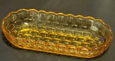 Vintage Amber Glass Candy Dish Jar Tray Dot Dimpled Pattern 10x5x2 picture