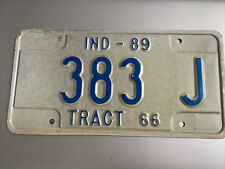 Indiana License Plate. Vintage 1989 Tractor # 383 J. Tract 66 picture