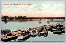 Springfield MA Connecticut River Old Toll Birdge Antique Postcard PM Newburyport picture