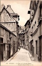 Rouen La Rue De La Grande Mesure Street View Black White UNP Vintage Postcard picture