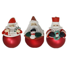 VTG 1996 Christmas Fantasy Santa Ornaments Wonderland Collection Set of 3 Boxed picture
