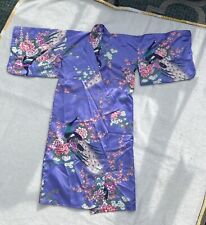 Vintage Juguemm Japanese Kimono 35” Purple Lavender Peacock Floral Unused Small picture
