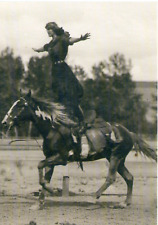 Cowgirl Tillie Baldwin Rodeo Trick Rider Postcard 2003 Reprint Paint Horse picture