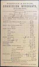 CHICAGO IL WHITNEY & DUTCH COMMISSION MERCHANTS~1876 GOVT POSTAL FREIGHT PRICES picture