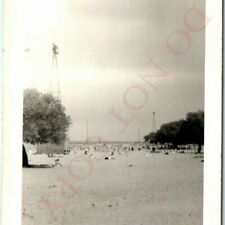 c1940s Chicago, IL Lake Michigan Beach Real Photo Towers People Shore Park C9 picture