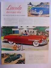 1948 RED LINCOLN CONVERTIBLE  vintage art print ad picture