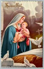 c1960's Religious Mary With Baby Jesus White Doves  Chrome PostCard picture