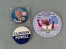 3 Vintage Patriotic Pins America Political President Clinton Democratic Button picture