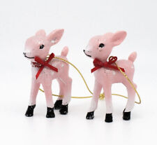 Target Retro Small Pink deer Fawn Christmas Ornament 1 Box of Two Wondershop picture