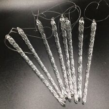 8 VTG CLEAR SPUN BLOWN GLASS ICICLE  ORNAMENTS SWIRL TWIST 5.5” picture