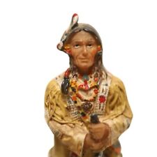 Vintage Native American Indian Chief Figurine Resin Small Beautiful Detailed 10c picture
