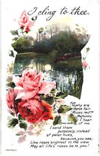 I CLING TO THEE.VTG 1914 VALENTINE DAY POEM POSTCARD*B27 picture