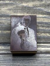 Vintage Wooden Metal Photo Printing Plate Stamp Violinist 1.5x1