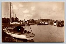 UK Ludham Bridge Norfolk The Broads Boat Moorings Vtg Real Photo Postcard View picture