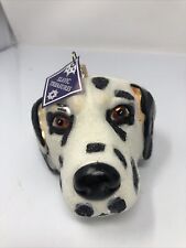 Slavic Treasures Hand Blown Glass Large Dalmatian Dog Head Christmas Ornament picture