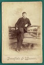 Antique Victorian Cabinet Card Photo Handsome Young Man Joe McHenry IDENTIFIED picture