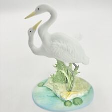 Vtg Andrea by Sadek Figurine White Heron bird Crane Porcelain #7348 -READ picture