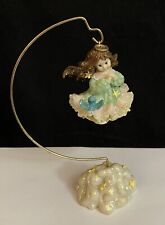 Adorable VTG Sparkly Hanging Angel Figurine w/ Cloud Base  picture
