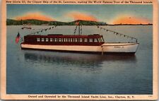 Thousand Islands St Lawrence River Clipper Ship Gloria III Linen Postcard picture