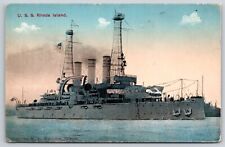 US Naval Battleship USS Rhode Island BB-17 Postcard Great White Fleet Navy Ship picture