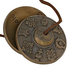 Tibetan Tingsha Bell Astamangalas Buddhist 8 Emblem Brass Manjira Hand Cymbal 3