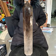 12.32LB TOP Natural smoky Quartz obelisk Crystal wand point reiki Healing picture