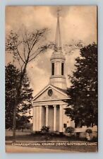 Southbury CT, Historic 1844 Congregational Church, Connecticut Vintage Postcard picture