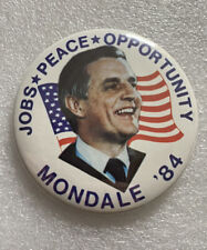 1984 Walter Mondale '84 JOBS PEACE OPPORTUNITY Political Campaign Pin Button 3