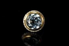 VINTAGE SKY BLUE TOPAZ DIAMONDS 14K YELLOW GOLD HALO RING  GLM picture