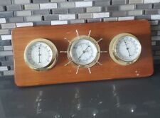 VTG Wood SunBeam Nautical Weather Station Barometer Temperature Humidity 7x16 picture