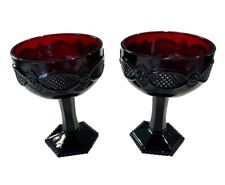VTG Avon 1876 Cape Cod Collection Saucer Champagne Ruby Red Glasses (Set Of 2) picture
