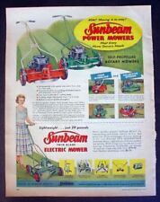 Vintage 1957 Sunbeam Power mowers Self Propelled Rotary Electric Color Print Ad picture