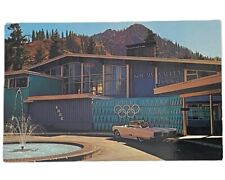 1960s Vtg Postcard Squaw Valley Lodge CA Great Car 58 Ford T-bird Convertible picture