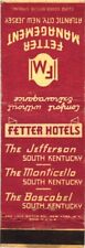 Fetter Hotels, The Jefferson The Monticello The Boscobel Vintage Matchbook Cover picture