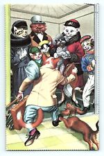Postcard Alfred Mainzer Anthropomorphic Cats Crowded Elevator Rushing Dog 4736 picture